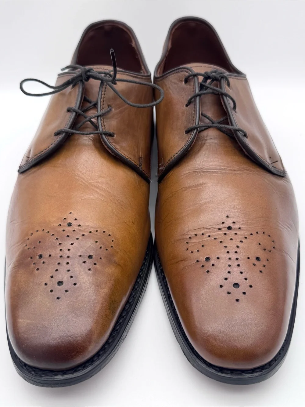 Allen Edmonds Flatiron Cognac Leather Brogue Oxford Shoes Men 13 3E Made in USA
